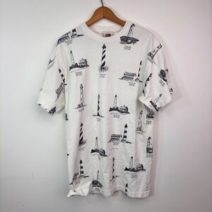 Vintage 1990s North Carolina Lighthouse All Over Print T-Shirt Art Unlimited L